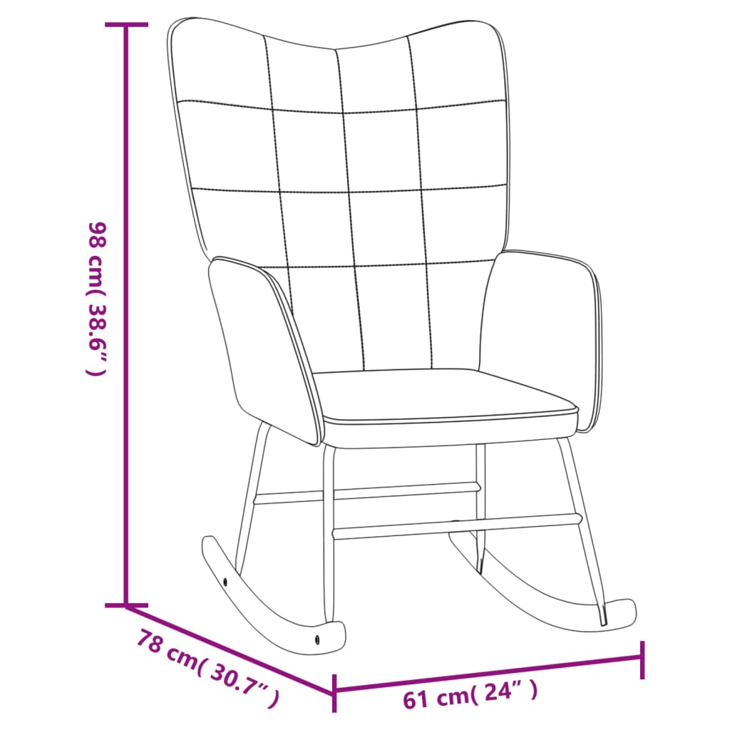 Schaukelstuhl Schwarz Samt und PVC