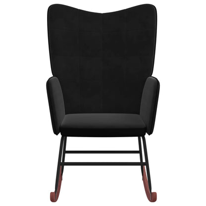 Rocking chair with stool black velvet and PVC