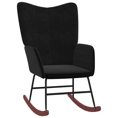 Rocking chair with stool black velvet and PVC