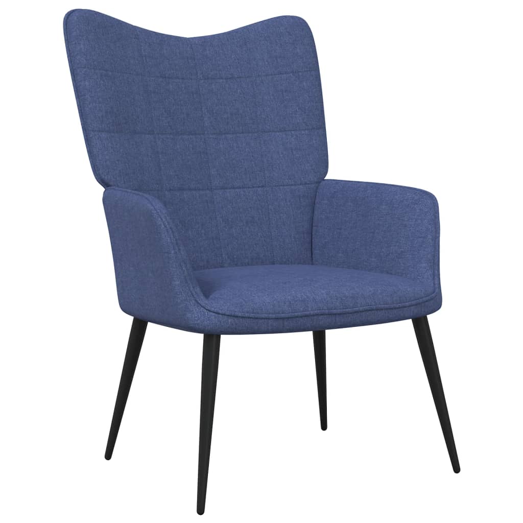 Relaxsessel mit Hocker Blau Stoff