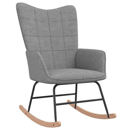 Rocking chair with stool light grey fabric