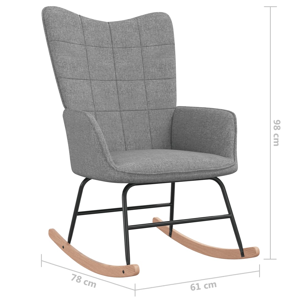 Rocking chair with stool light grey fabric