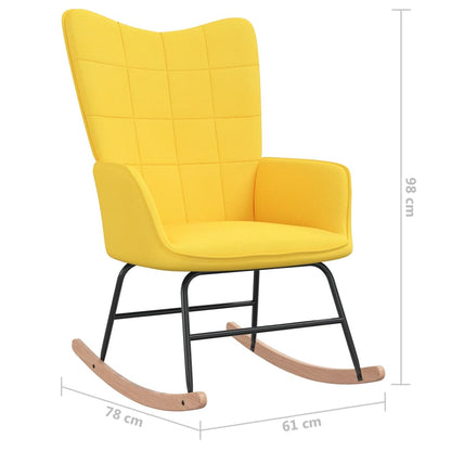 Rocking chair with stool mustard yellow fabric