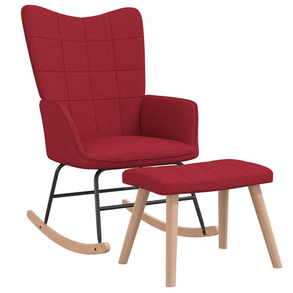 Rocking chair with stool fabric wine red