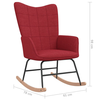 Rocking chair with stool fabric wine red