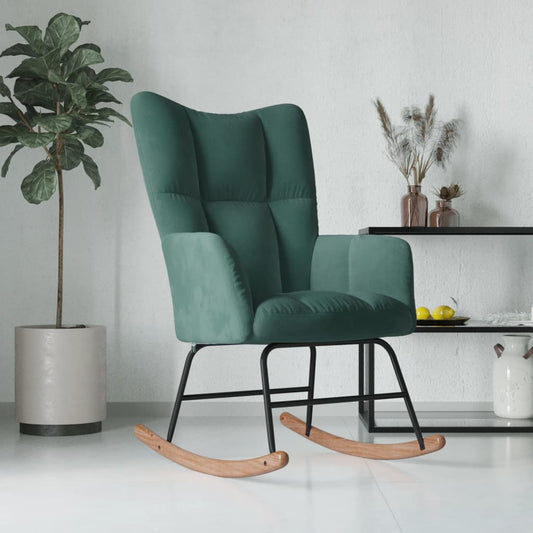 Rocking chair velvet dark green