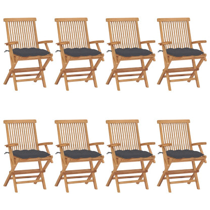 Garden chairs with anthracite cushions 8 pcs. Solid teak wood