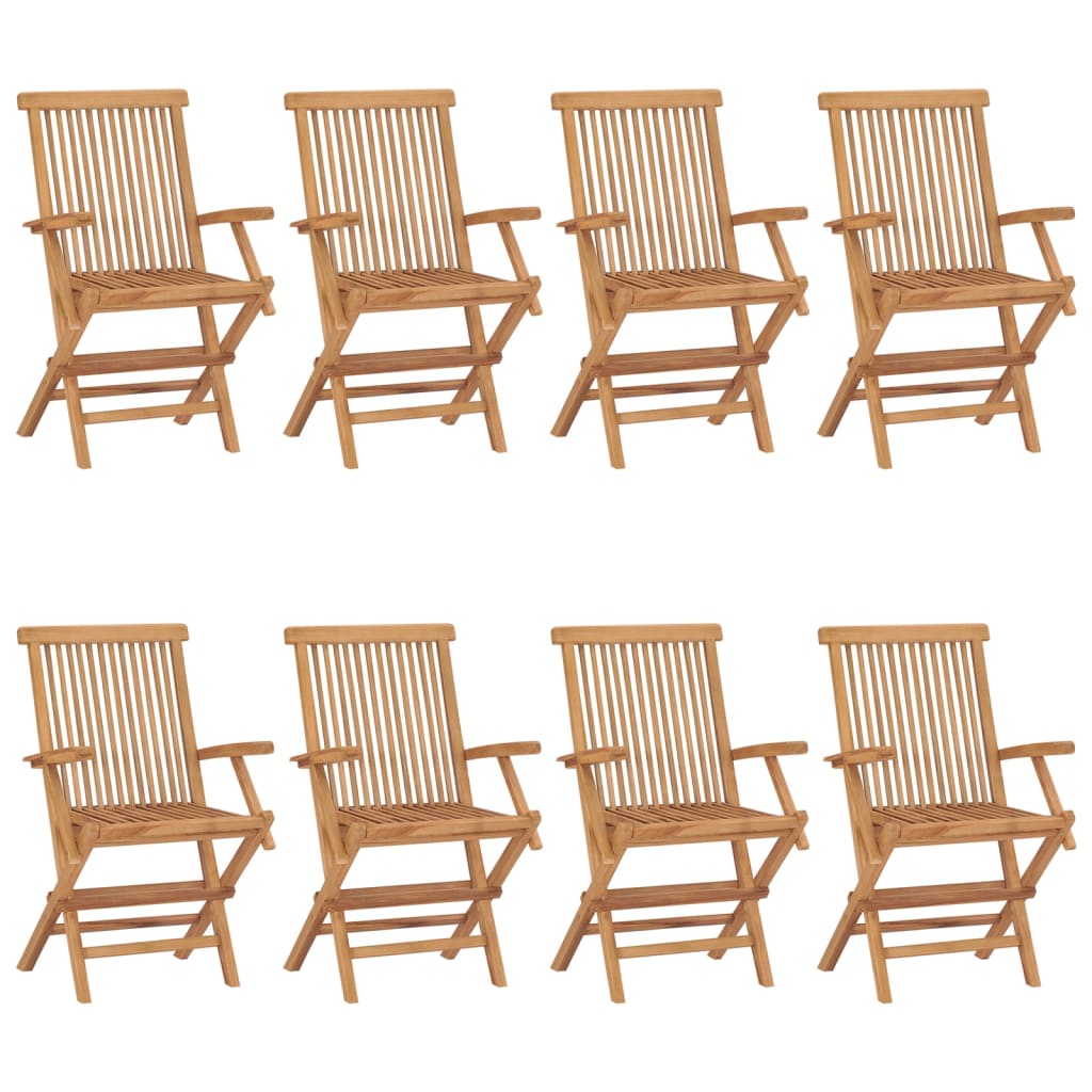 Garden chairs with anthracite cushions 8 pcs. Solid teak wood