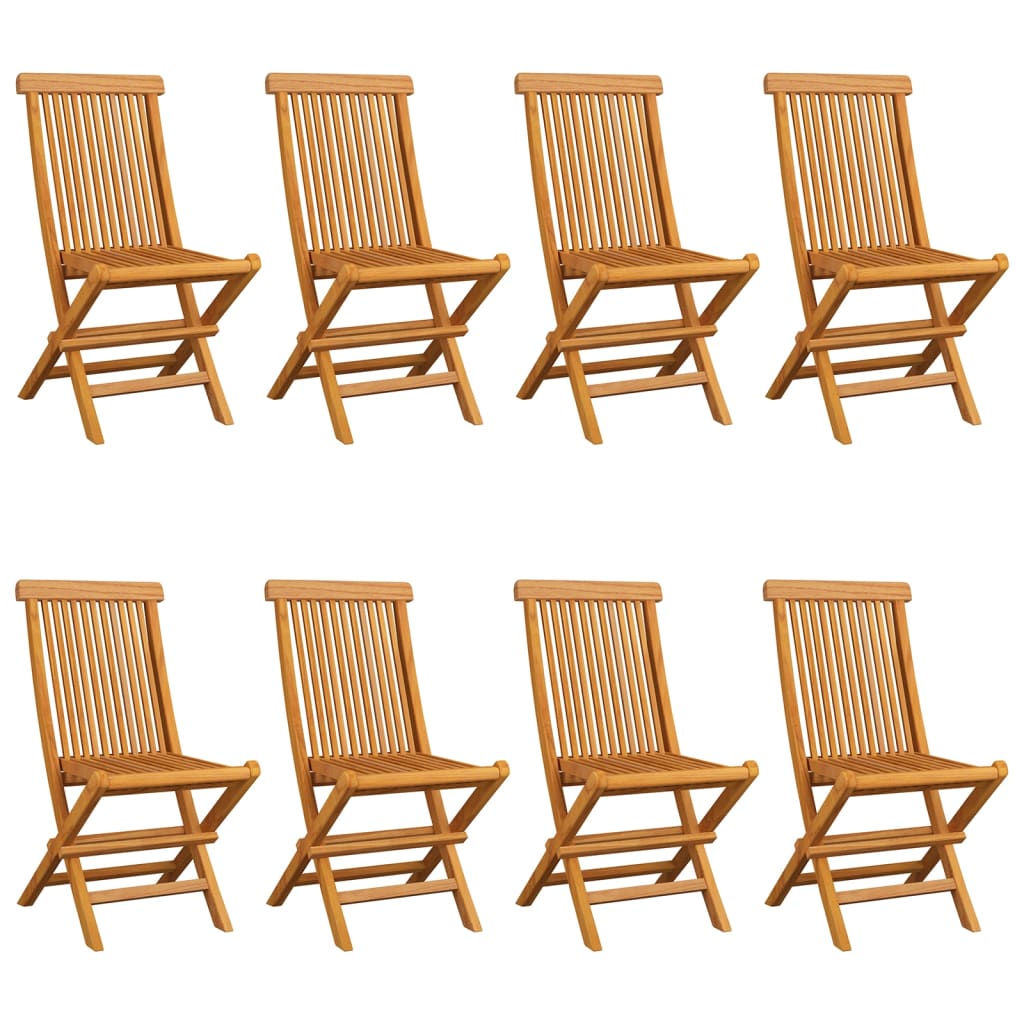 Garden chairs with beige cushions 8 pcs. Solid teak wood