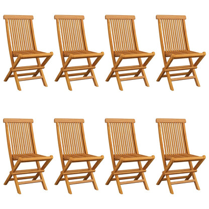 Garden chairs with beige cushions 8 pcs. Solid teak wood