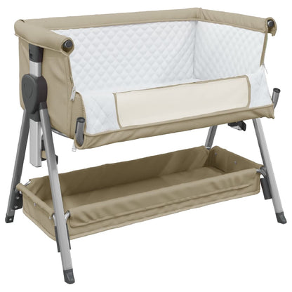 Babybett mit Matratze Taupe Leinenstoff