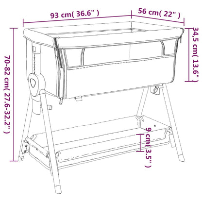 Babybett mit Matratze Taupe Leinenstoff