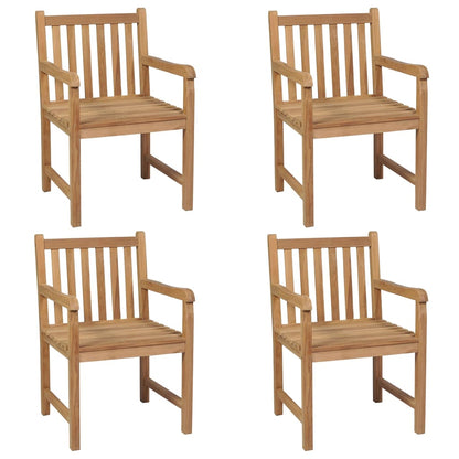 Garden chairs 4 pcs with cream white cushions solid teak wood