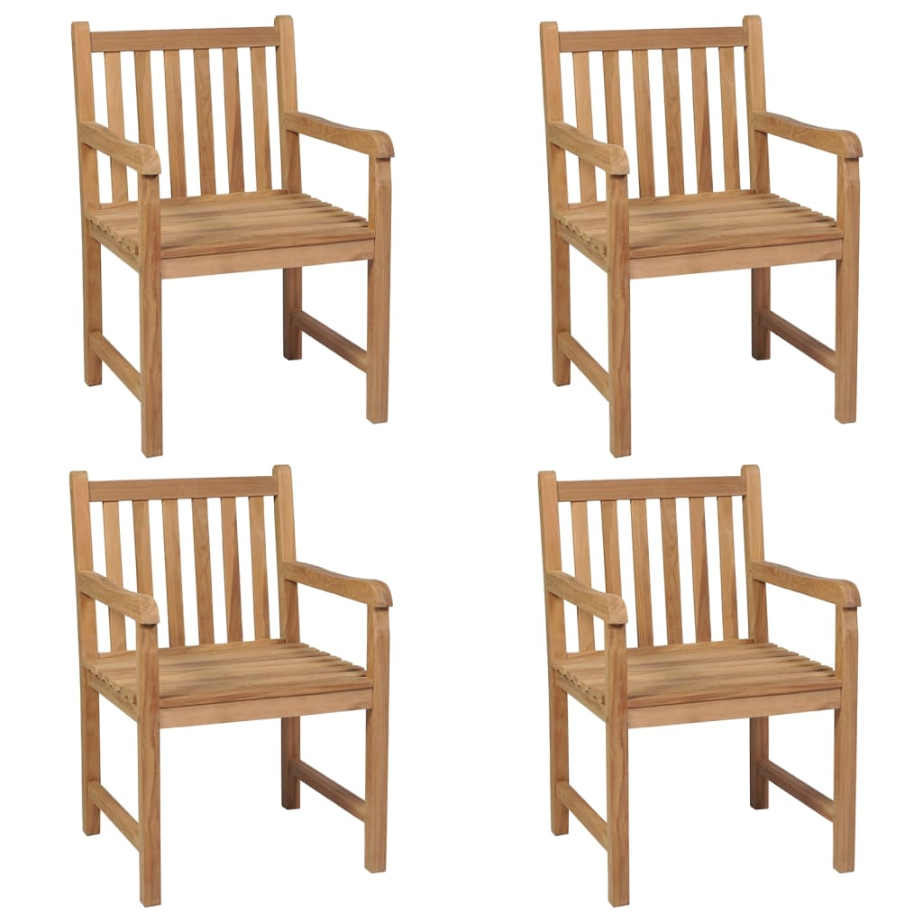 Garden chairs 4 pcs with green cushions solid teak wood