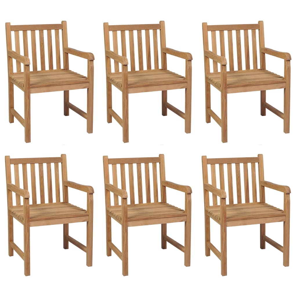 Garden chairs 6 pcs with cream white cushions solid teak wood