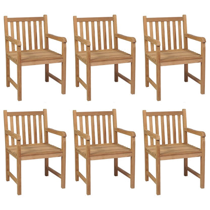 Garden chairs 6 pcs with cream white cushions solid teak wood