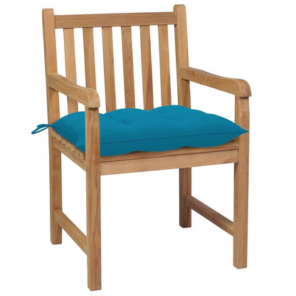 Garden chairs 6 pcs with light blue cushions solid teak wood