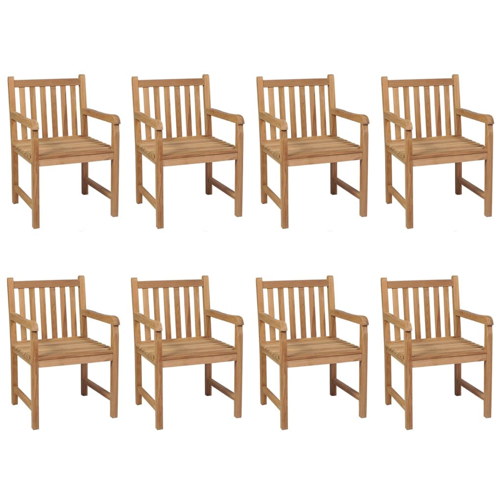 Garden chairs 8 pcs with cream white cushions solid teak wood