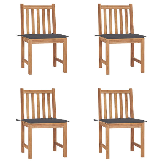 Garden chairs 4 pcs with cushions solid teak wood