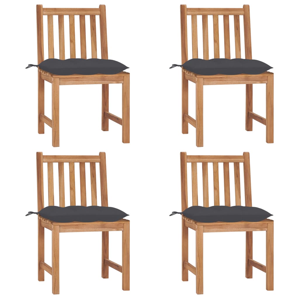 Garden chairs 4 pcs with cushions solid teak wood