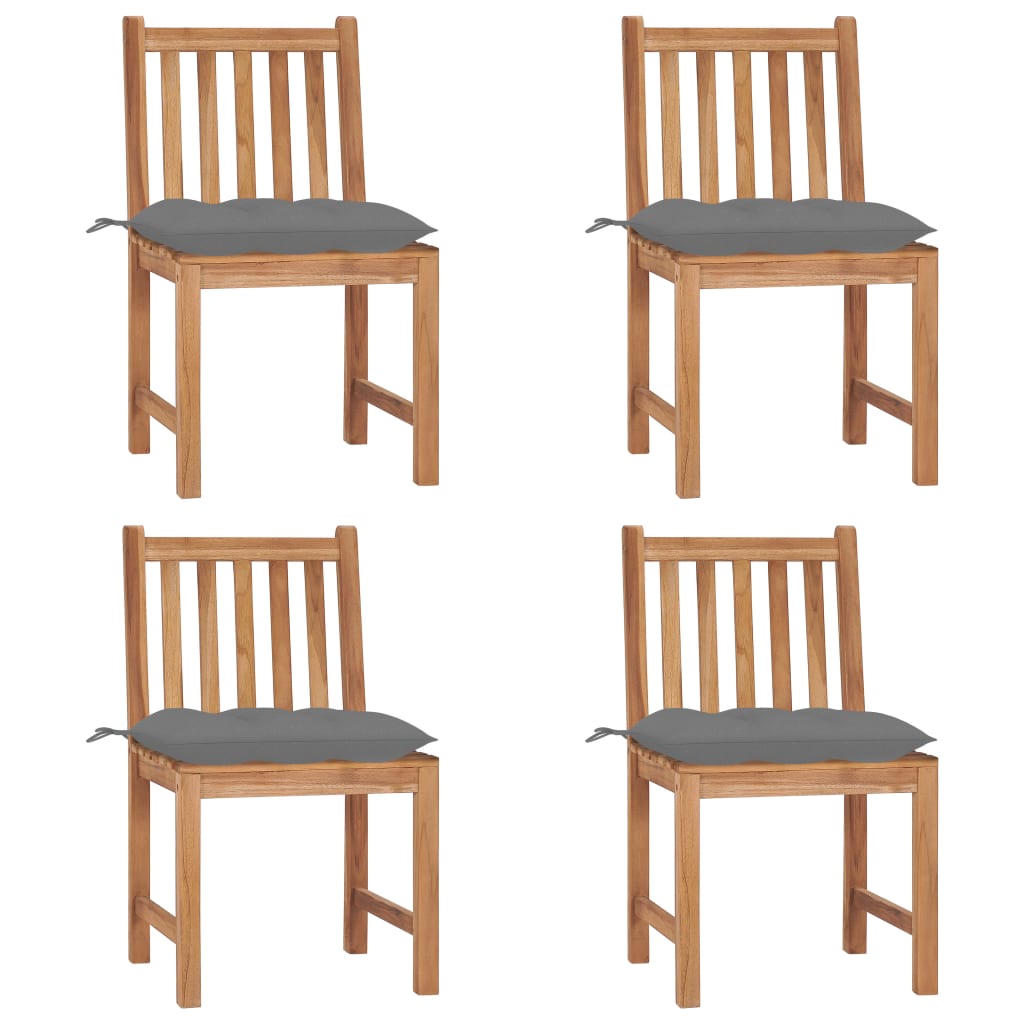 Garden chairs 4 pcs with cushions solid teak wood