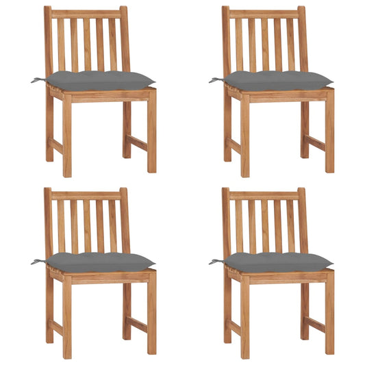 Garden chairs 4 pcs with cushions solid teak wood