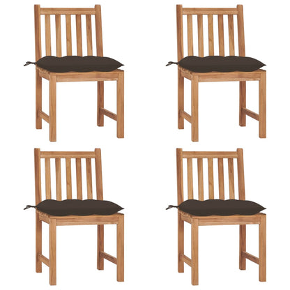 Garden chairs 4 pcs with cushions solid teak wood