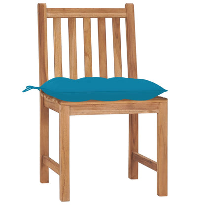 Garden chairs 6 pcs with cushions solid teak wood