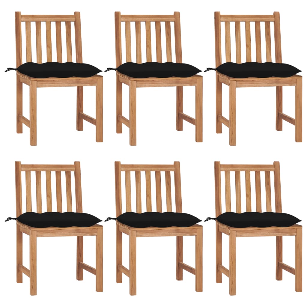 Garden chairs 6 pcs with cushions solid teak wood