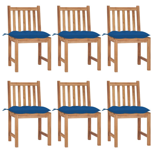 Garden chairs 6 pcs with cushions solid teak wood