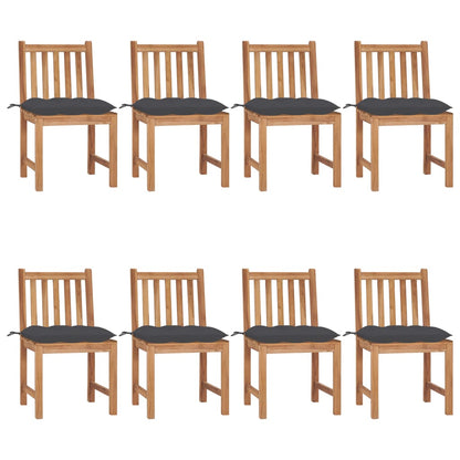 Garden chairs 8 pcs with cushions solid teak