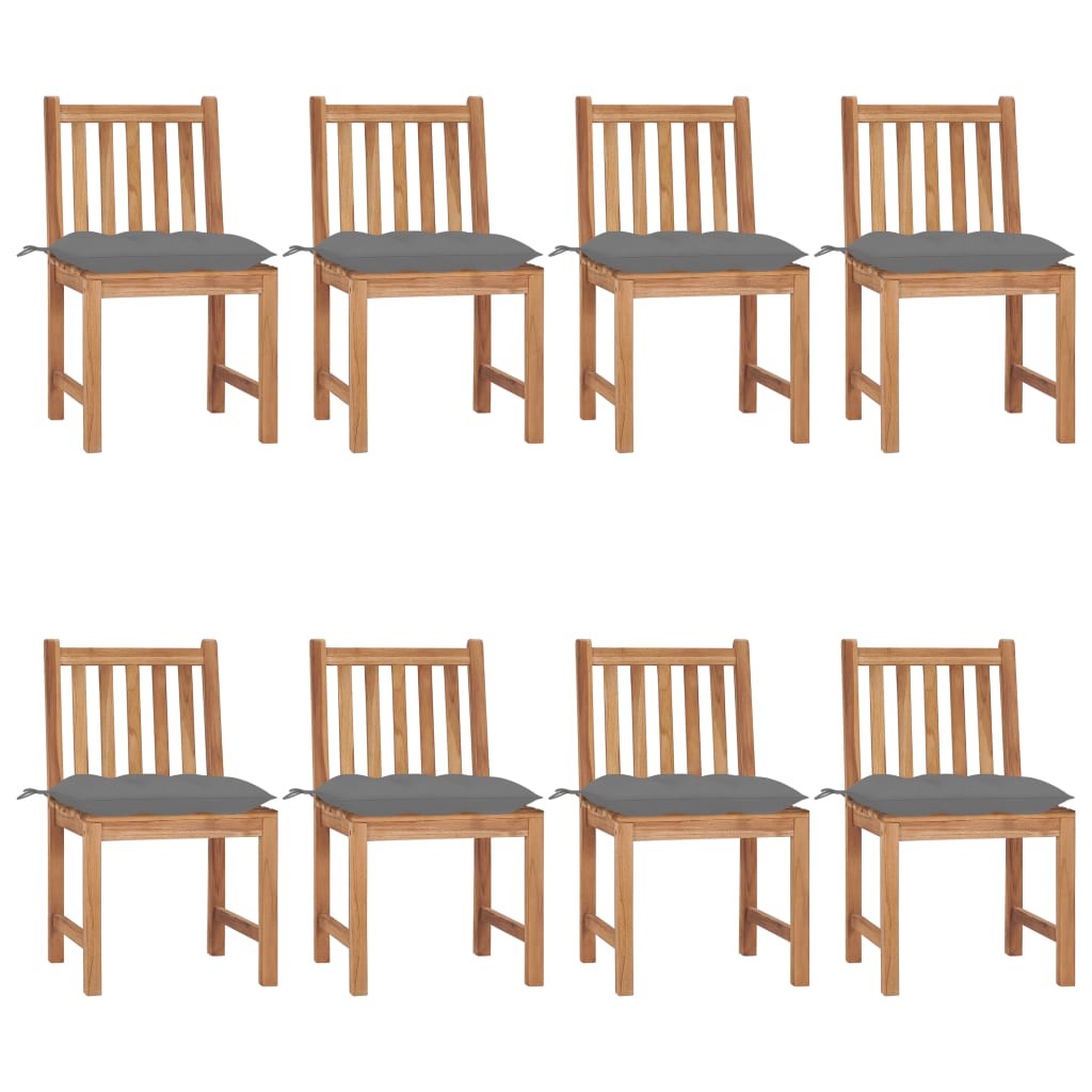 Garden chairs 8 pcs with cushions solid teak