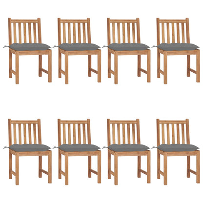 Garden chairs 8 pcs with cushions solid teak