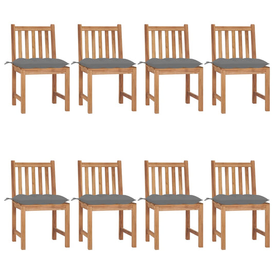 Garden chairs 8 pcs with cushions solid teak