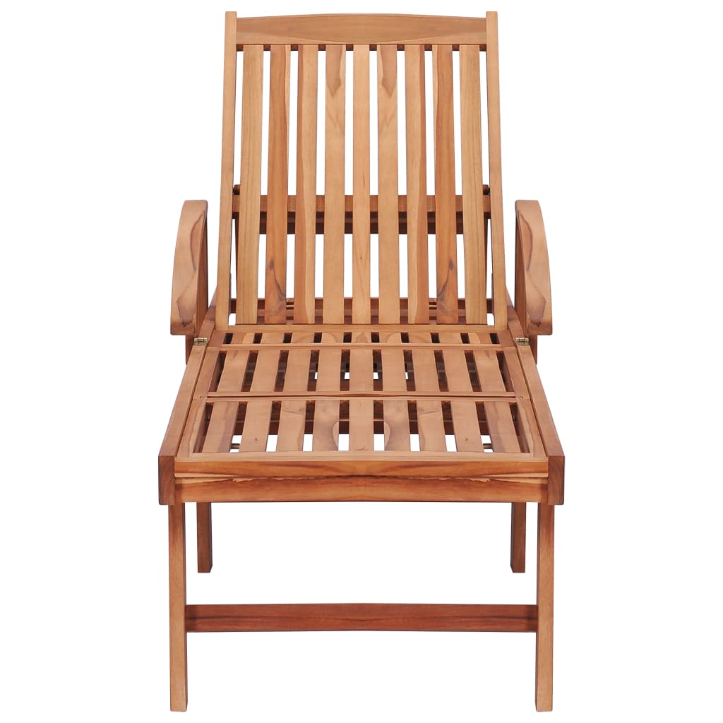 Sonnenliegen 2 Stk. mit Auflagen Beige Massivholz Teak