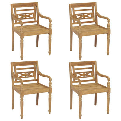 Batavia chairs with cushions 4 pcs. Solid teak wood