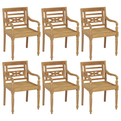 Batavia chairs with cushions 6 pcs. Solid teak wood