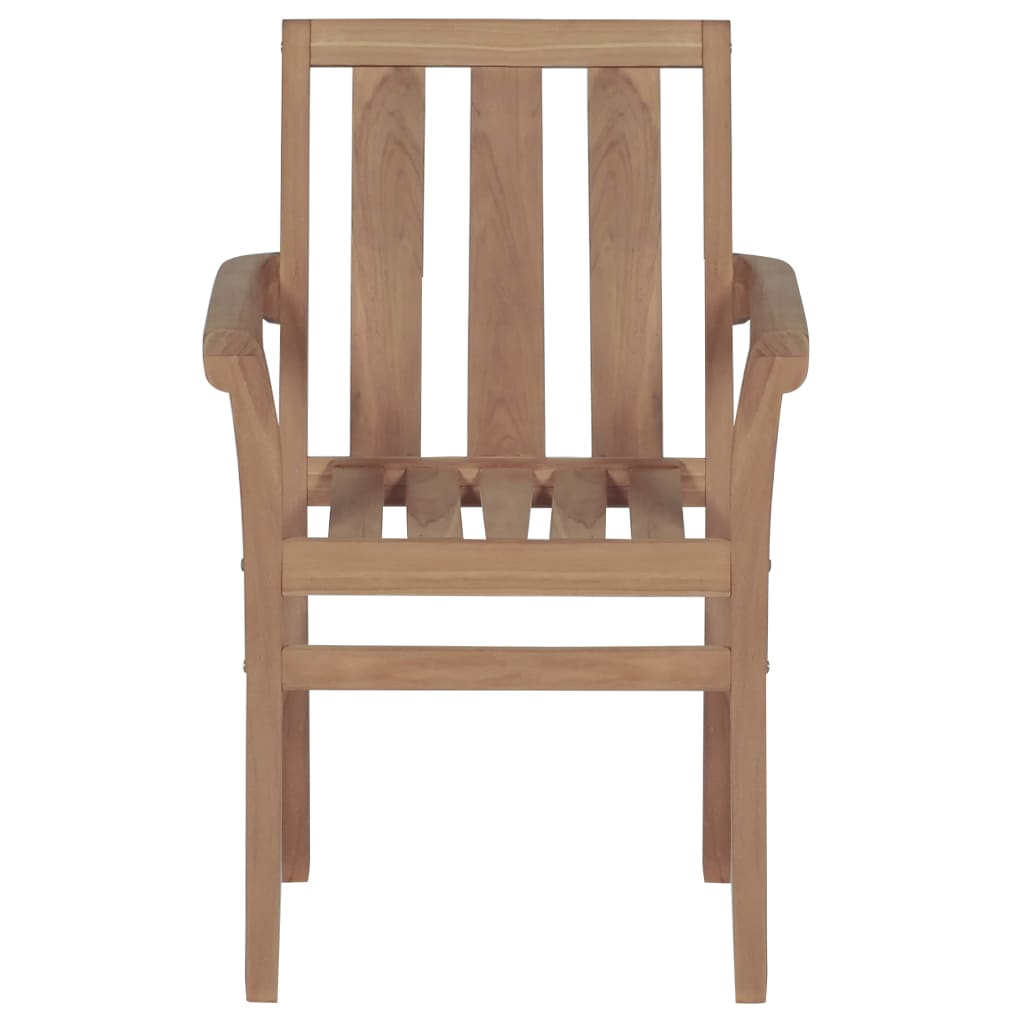 Stackable garden chairs with cushions 4 pcs. Solid teak wood