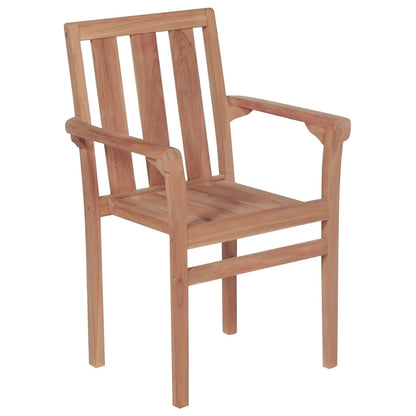 Stackable garden chairs with cushions 4 pcs. Solid teak wood