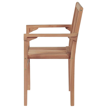 Stackable garden chairs with cushions 4 pcs. Solid teak wood