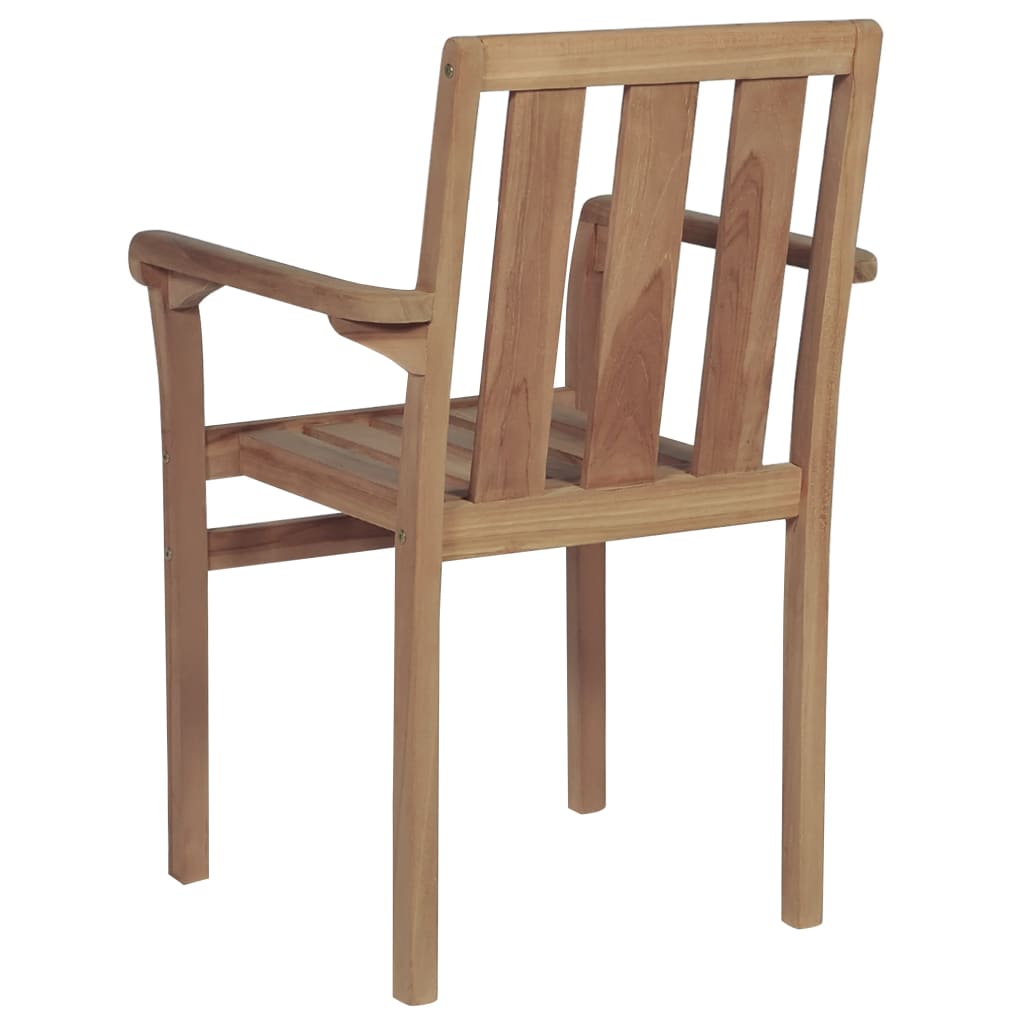 Stackable garden chairs with cushions 4 pcs. Solid teak wood