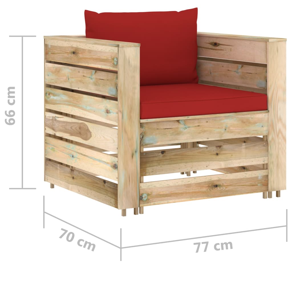 2-tlg. Garten-Lounge-Set mit Kissen Grün Imprägniertes Holz