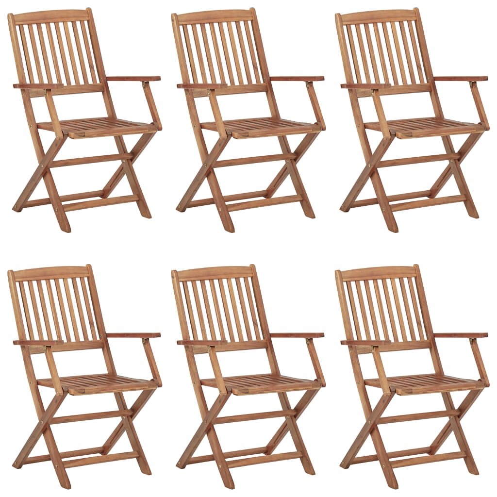 Folding garden chairs 6 pcs with cushions solid wood acacia