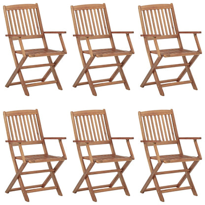 Folding garden chairs 6 pcs with cushions solid wood acacia