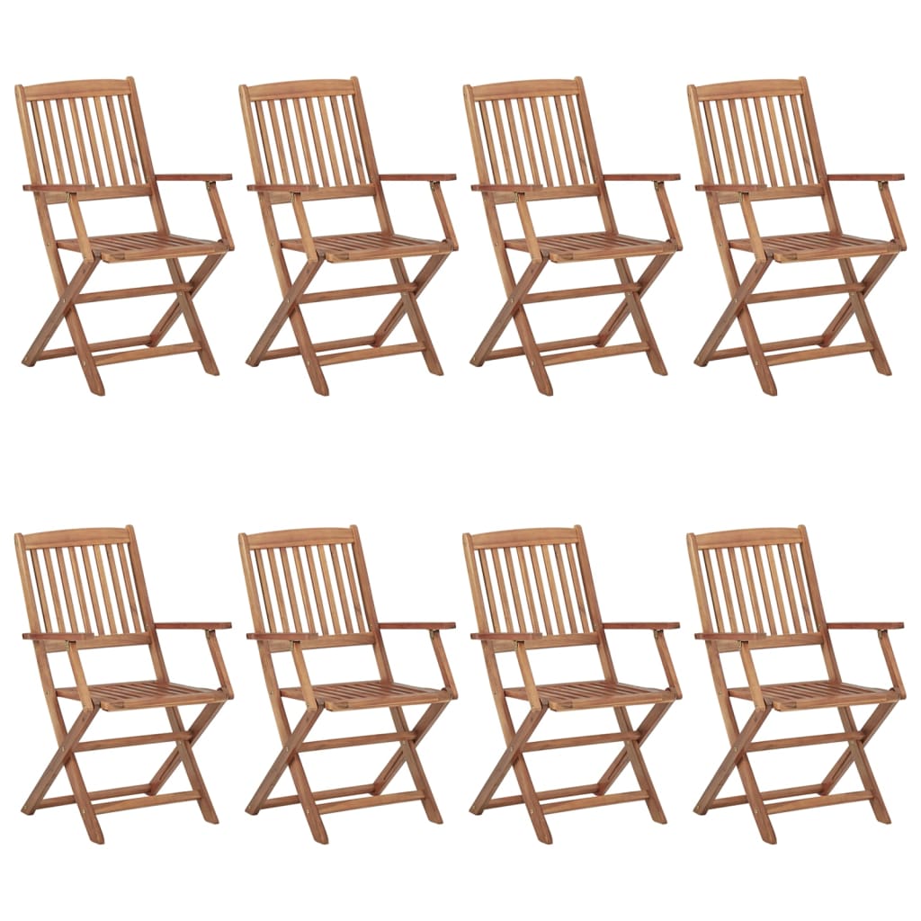 Folding garden chairs 8 pcs with cushions solid wood acacia