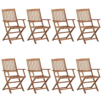 Folding garden chairs 8 pcs with cushions solid wood acacia