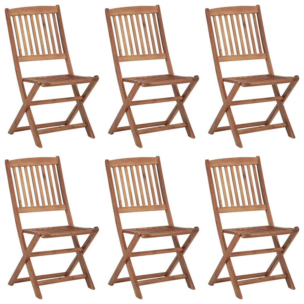 Folding garden chairs 6 pcs with cushions solid wood acacia