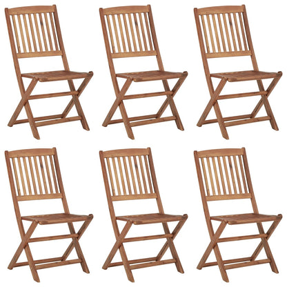 Folding garden chairs 6 pcs with cushions solid wood acacia