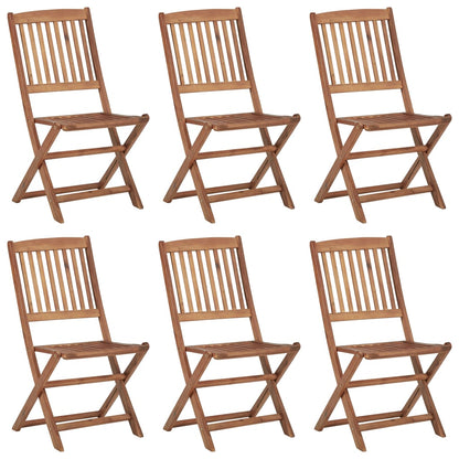 Folding garden chairs 6 pcs with cushions solid wood acacia