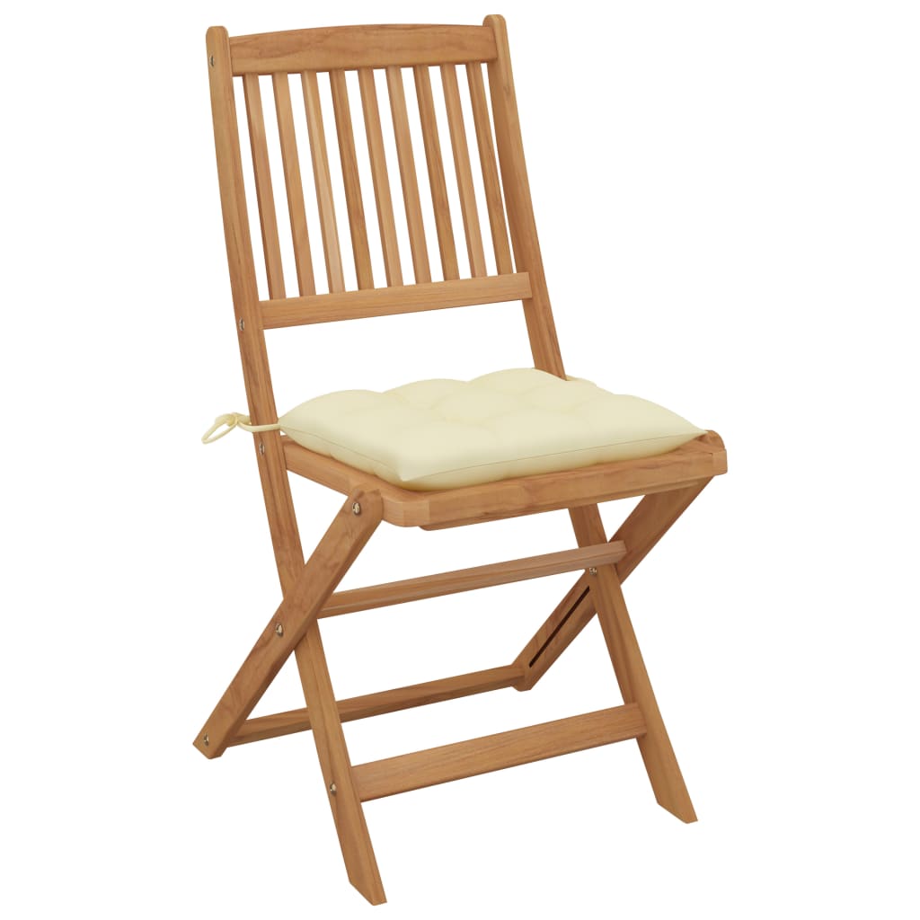 Folding garden chairs 6 pcs with cushions solid wood acacia